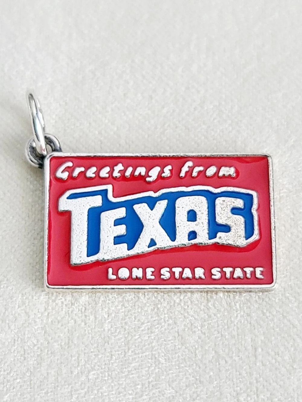 RARE Retired James Avery Greetings From Texas Enamel Postcard Charm NWT